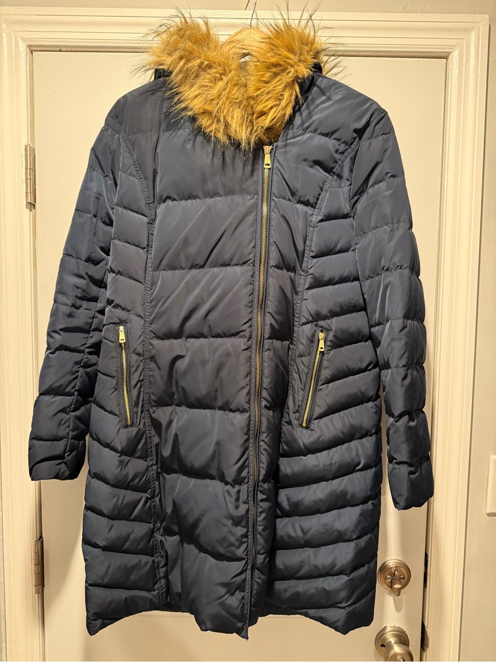 Cole Haan Puffer Coat with Faux Fur Trim